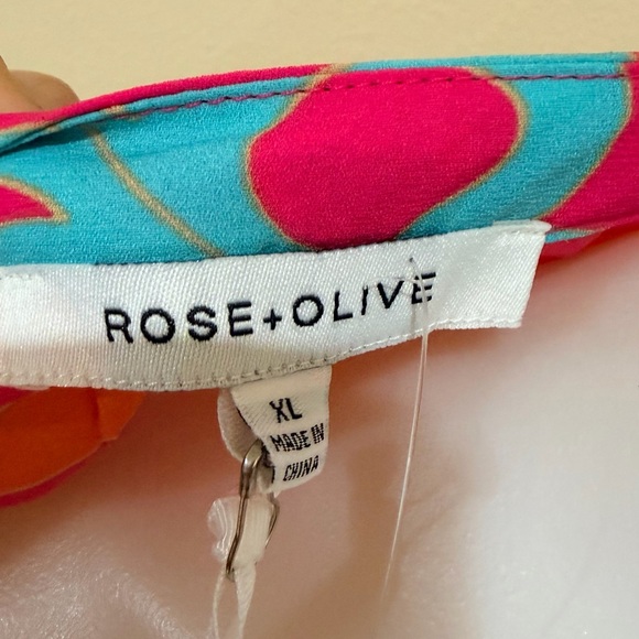 Rose & Olive Sleeveless Tassel Tie Neck Multicolor Floral Print High Low NWT XL - Picture 4 of 8